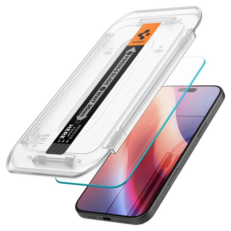 Стъклен Протектор за iPhone 16 Pro, Spigen EZ Fit Glass 2бр., Прозрачен (2)