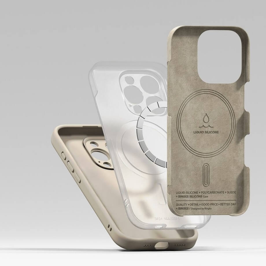 Magsafe Калъф за iPhone 16 Pro, Ringke Silicone Magnetic Case, Бежов (7)