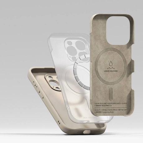 Magsafe Калъф за iPhone 16 Pro, Ringke Silicone Magnetic Case, Бежов (7)