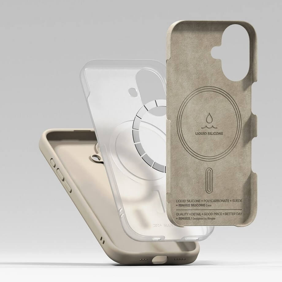 Magsafe Калъф за iPhone 16, Ringke Silicone Magnetic Case, Бежов (7)