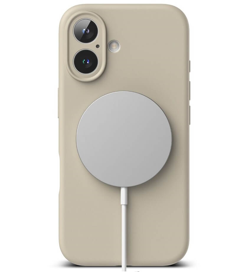 Magsafe Калъф за iPhone 16, Ringke Silicone Magnetic Case, Бежов (4)