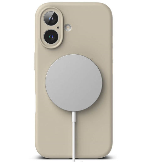 Magsafe Калъф за iPhone 16, Ringke Silicone Magnetic Case, Бежов (4)