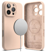 Magsafe Калъф за iPhone 16 Pro, Ringke Silicone Magnetic Case, Пясъчно Розов (7)