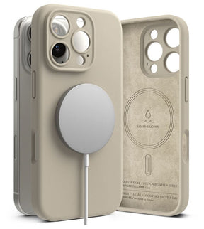 Magsafe Калъф за iPhone 16 Pro, Ringke Silicone Magnetic Case, Бежов
