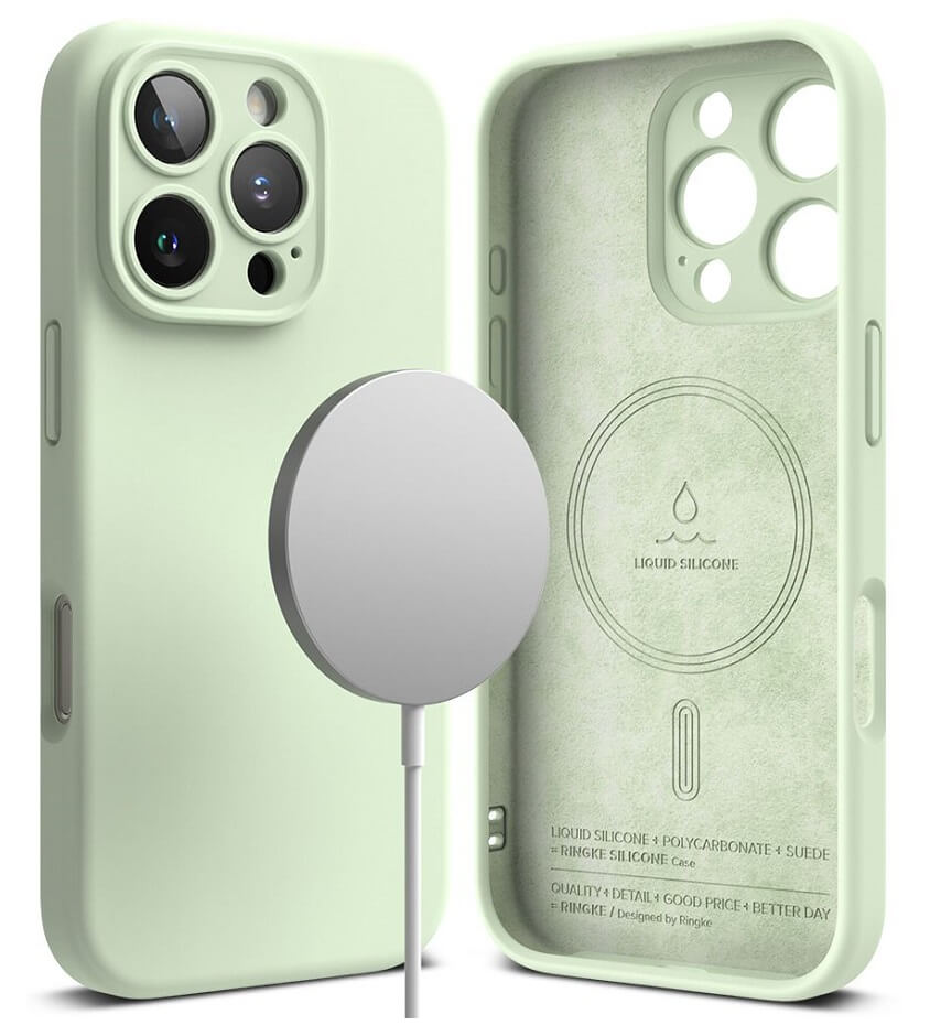 Magsafe Калъф за iPhone 16 Pro Max, Ringke Silicone Magnetic Case, Зелен (2)