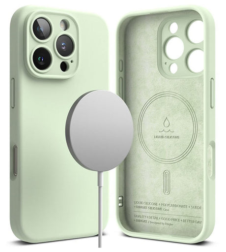Magsafe Калъф за iPhone 16 Pro Max, Ringke Silicone Magnetic Case, Зелен (2)