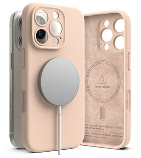Magsafe Калъф за iPhone 16 Pro Max, Ringke Silicone Magnetic Case, Пясъчно Розов