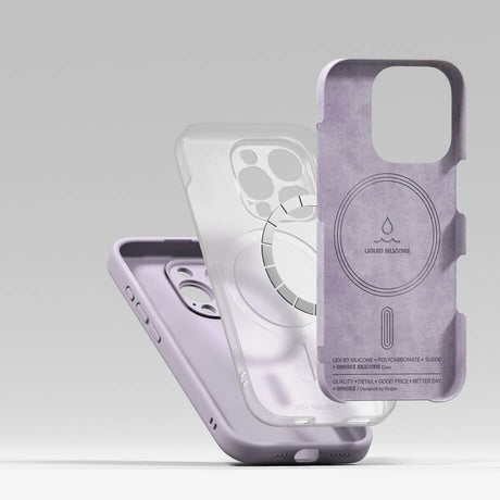 Magsafe Калъф за iPhone 16 Pro, Ringke Silicone Magnetic Case, Лилав (7)
