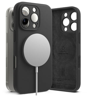 Magsafe Калъф за iPhone 16 Pro, Ringke Silicone Magnetic Case, Черен