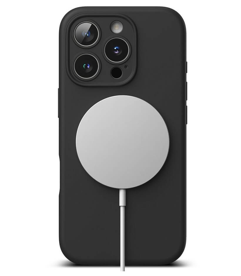 Magsafe Калъф за iPhone 16 Pro, Ringke Silicone Magnetic Case, Черен (4)