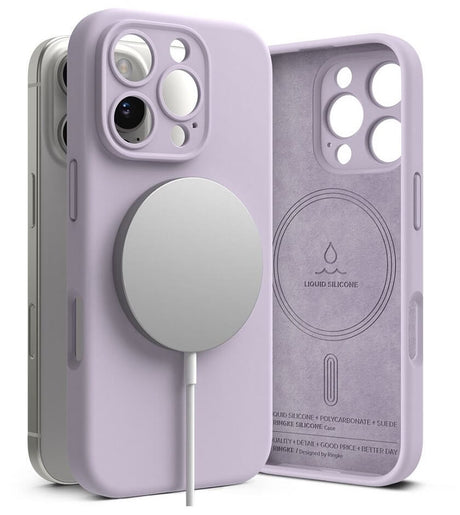 Magsafe Калъф за iPhone 16 Pro, Ringke Silicone Magnetic Case, Лилав