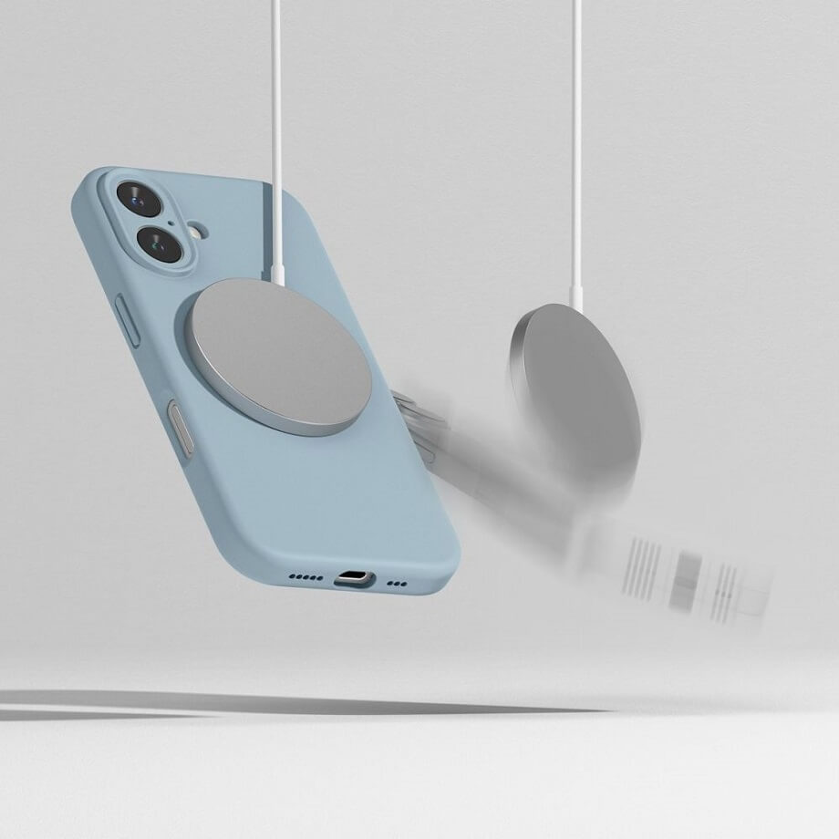Magsafe Калъф за iPhone 16, Ringke Silicone Magnetic Case, Син (6)