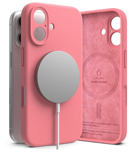 Magsafe Калъф за iPhone 16, Ringke Silicone Magnetic Case, Розов