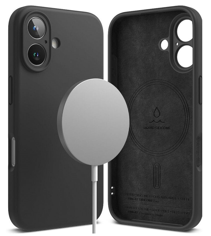 Magsafe Калъф за iPhone 16, Ringke Silicone Magnetic Case, Черен (2)