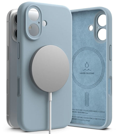 Magsafe Калъф за iPhone 16, Ringke Silicone Magnetic Case, Син