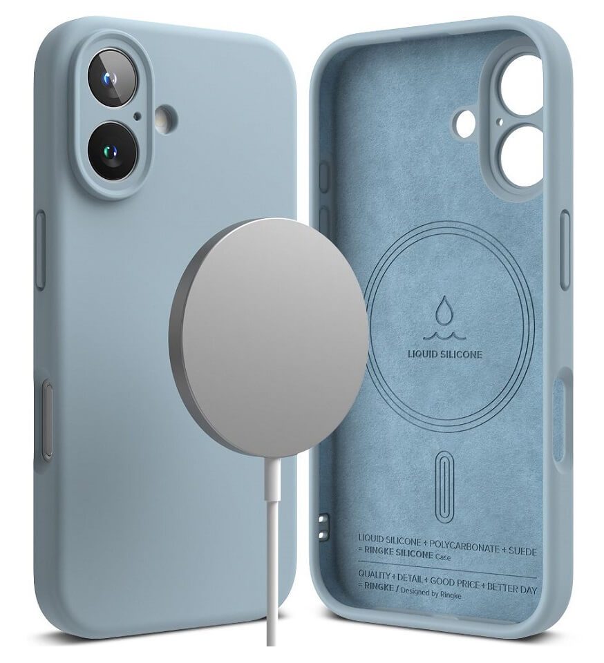 Magsafe Калъф за iPhone 16, Ringke Silicone Magnetic Case, Син (2)