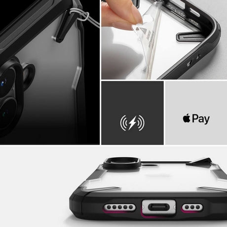 Противоударен Калъф за iPhone 16, Ringke Fusion X Case, Черен (4)