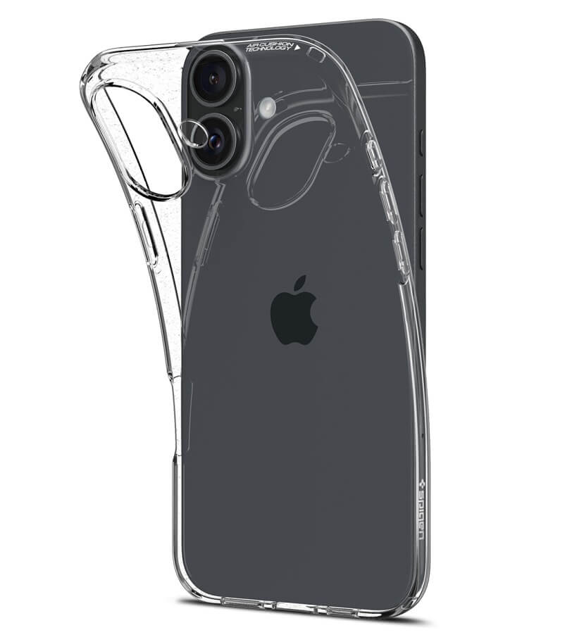 Противоударен Силиконов Калъф за iPhone 16, Spigen Liquid Crystal Case, Прозрачен (5)