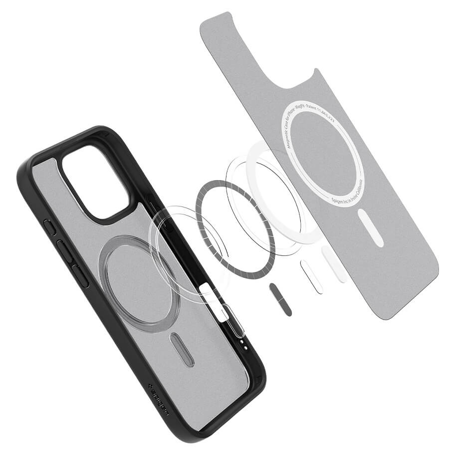 Magsafe Противоударен Калъф за iPhone 16 Pro Max, Spigen Ultra Hybrid Frost Case, Черен (6)