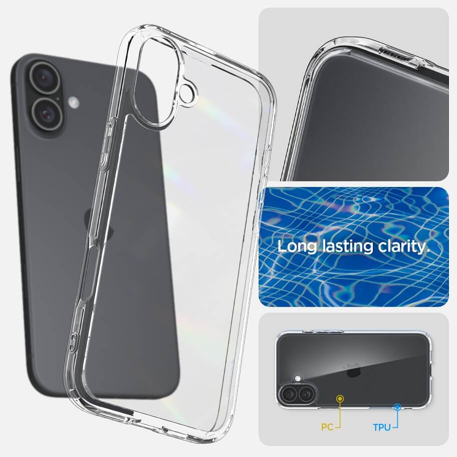 Противоударен Калъф за iPhone 16, Spigen Ultra Hybrid Clear Case, Прозрачен (9)