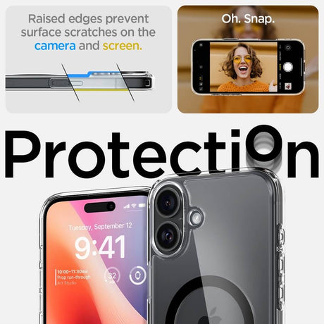 Magsafe Противоударен Калъф за iPhone 16, Spigen Ultra Hybrid Case, Черен (6)