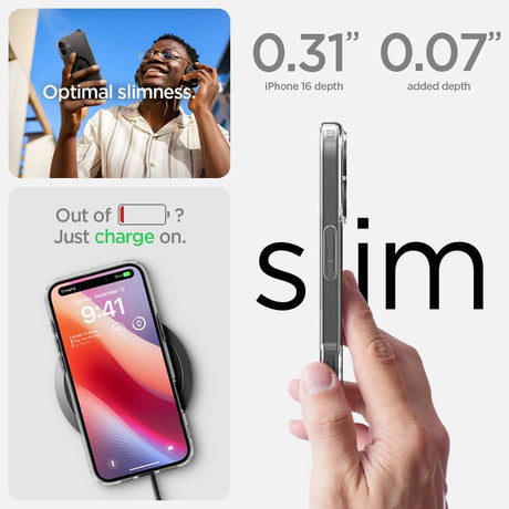 Magsafe Противоударен Калъф за iPhone 16, Spigen Ultra Hybrid Case, Черен (8)