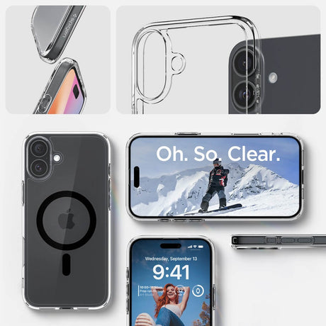 Magsafe Противоударен Калъф за iPhone 16, Spigen Ultra Hybrid Case, Черен (7)