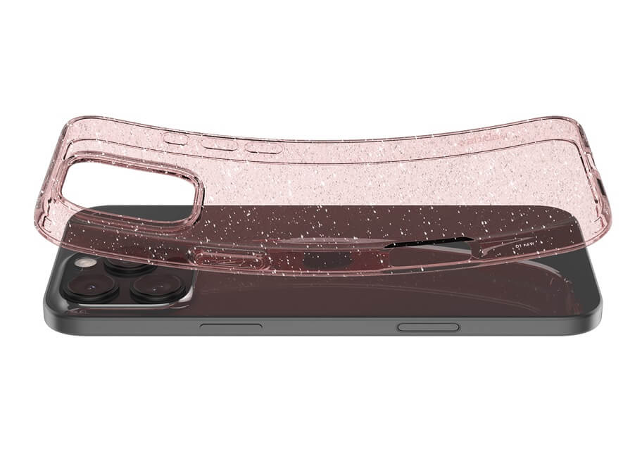 Противоударен Блестящ Калъф за iPhone 16 Pro, Spigen Liquid Crystal Glitter Quartz Case, Розов (4)