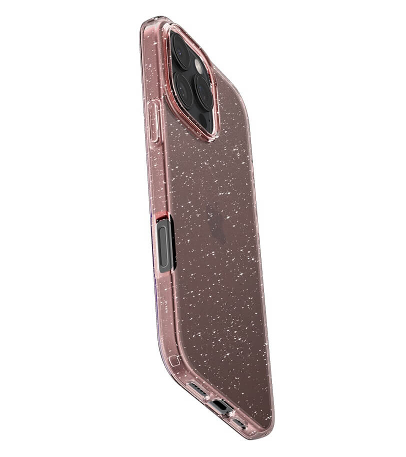 Противоударен Блестящ Калъф за iPhone 16 Pro, Spigen Liquid Crystal Glitter Quartz Case, Розов (3)