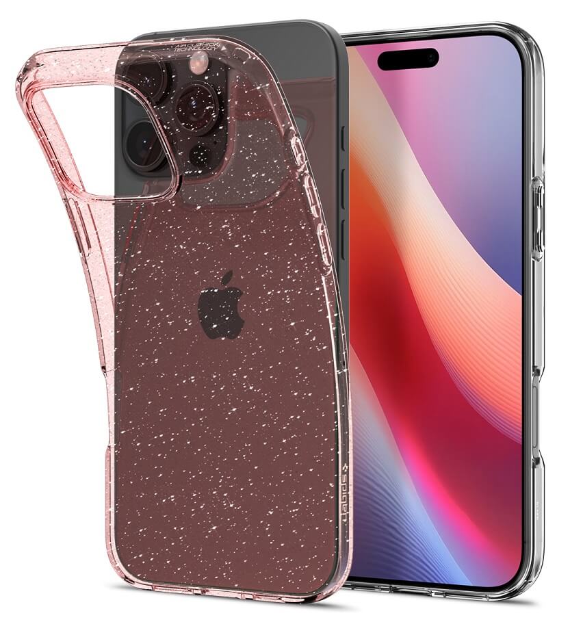 Противоударен Блестящ Калъф за iPhone 16 Pro, Spigen Liquid Crystal Glitter Quartz Case, Розов (5)