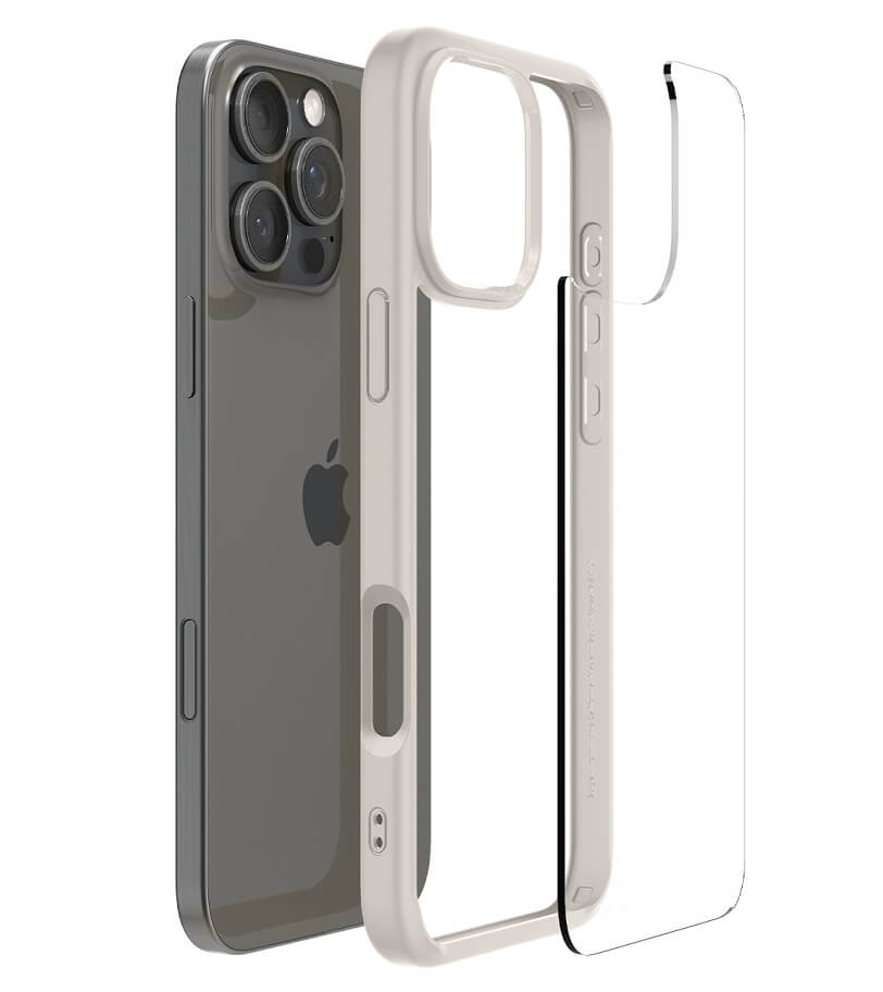 Противоударен Калъф за iPhone 16 Pro Max, Spigen Ultra Hybrid Case, Титаниев (6)