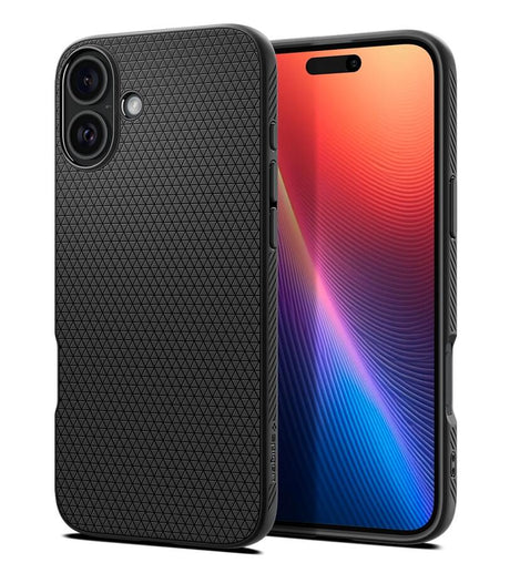 Противоударен Калъф за iPhone 16, Spigen Liquid Air Case, Черен