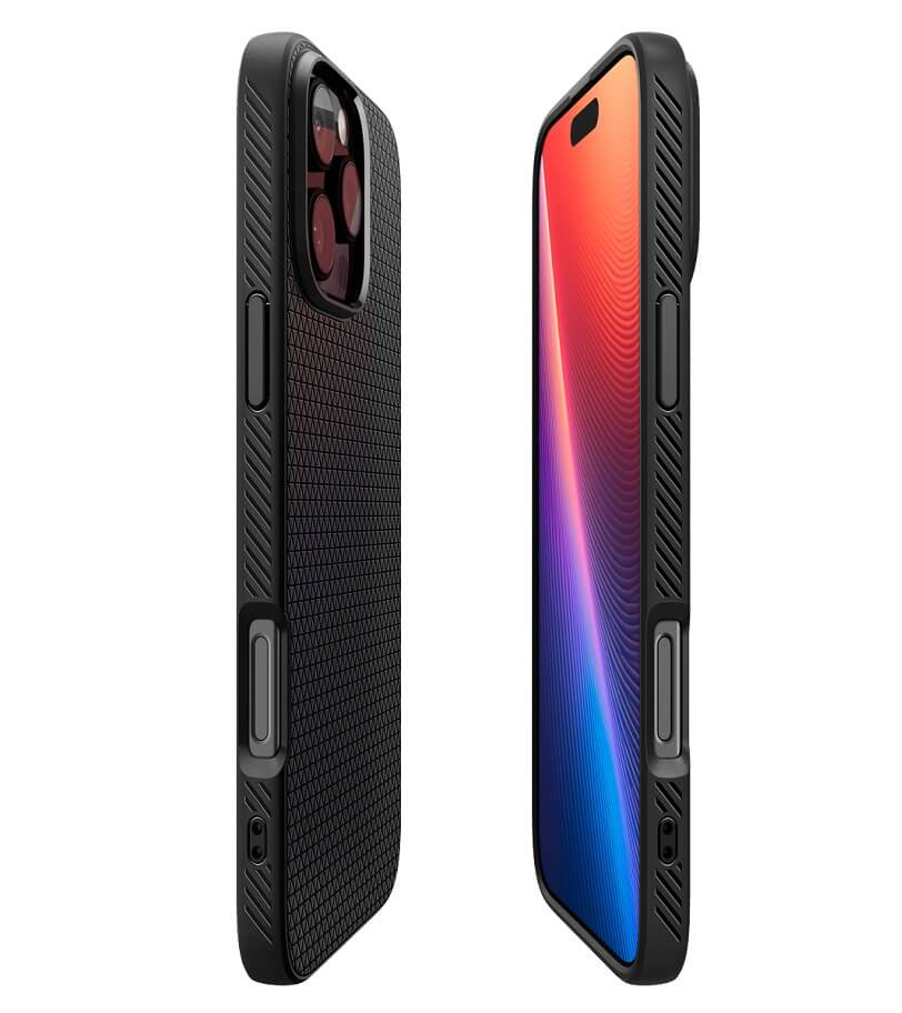 Противоударен Калъф за iPhone 16 Pro, Spigen Liquid Air Case, Черен (6)
