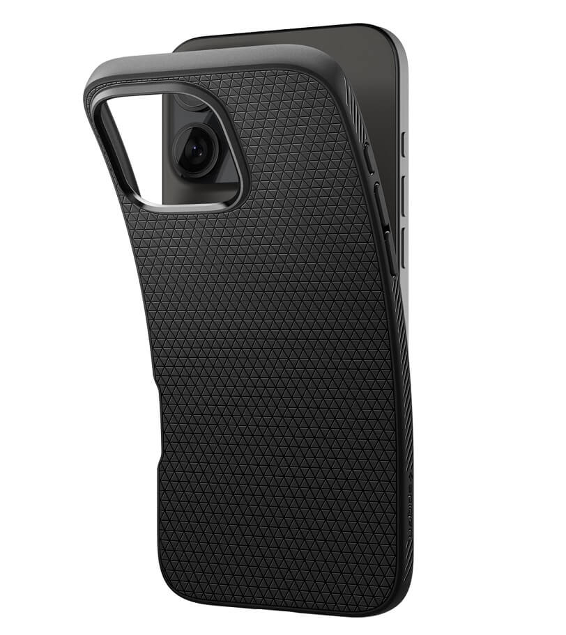 Противоударен Калъф за iPhone 16 Pro, Spigen Liquid Air Case, Черен (5)