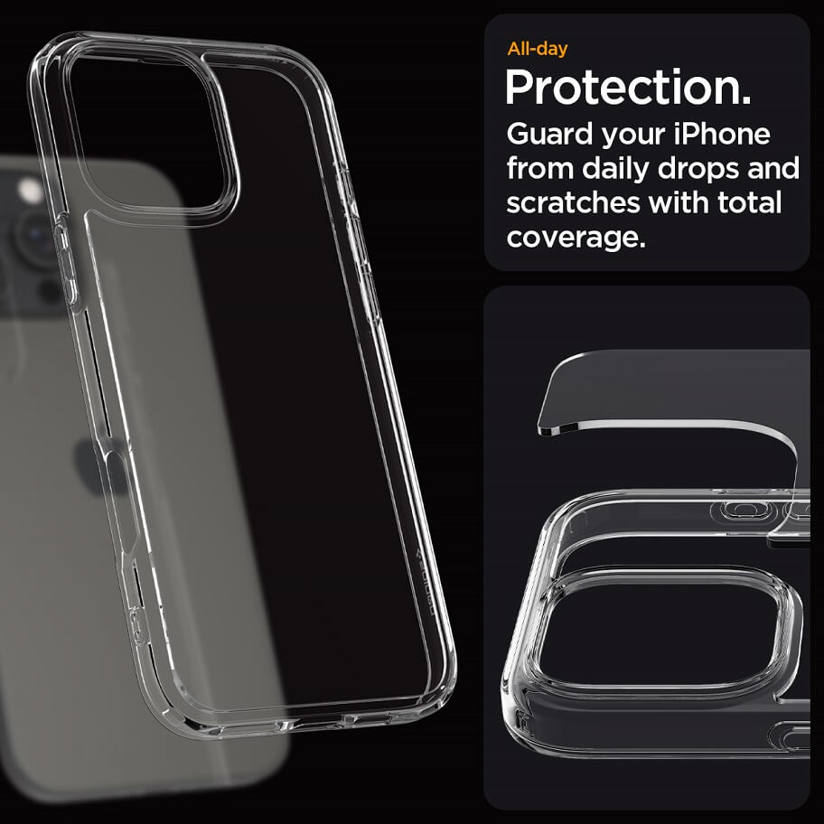 Противоударен Калъф за iPhone 16 Pro Max, Spigen Ultra Hybrid Case, Прозрачен (10)