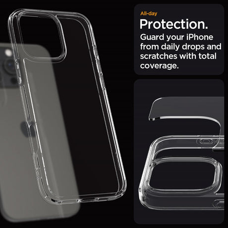 Противоударен Калъф за iPhone 16 Pro Max, Spigen Ultra Hybrid Case, Прозрачен (10)