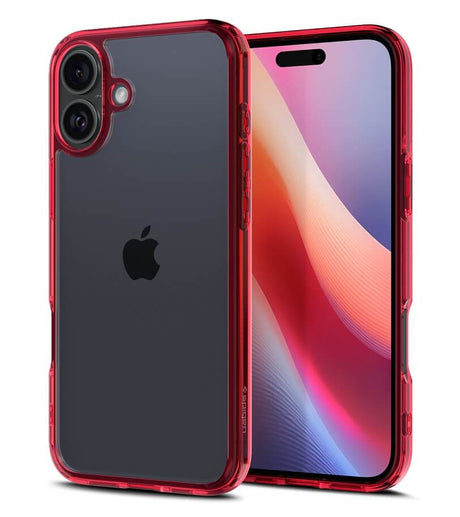 Противоударен Калъф за iPhone 16, Spigen Ultra Hybrid Case, Червен