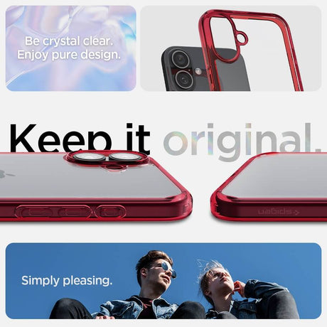 Противоударен Калъф за iPhone 16, Spigen Ultra Hybrid Case, Червен (7)