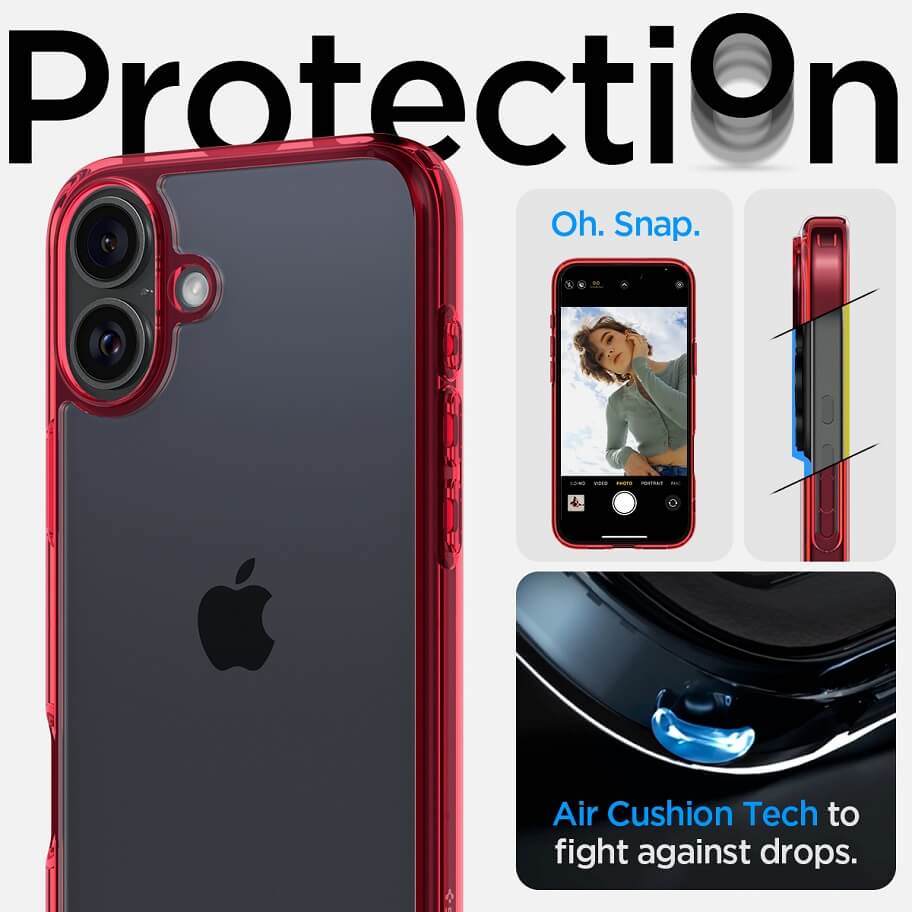 Противоударен Калъф за iPhone 16, Spigen Ultra Hybrid Case, Червен (9)