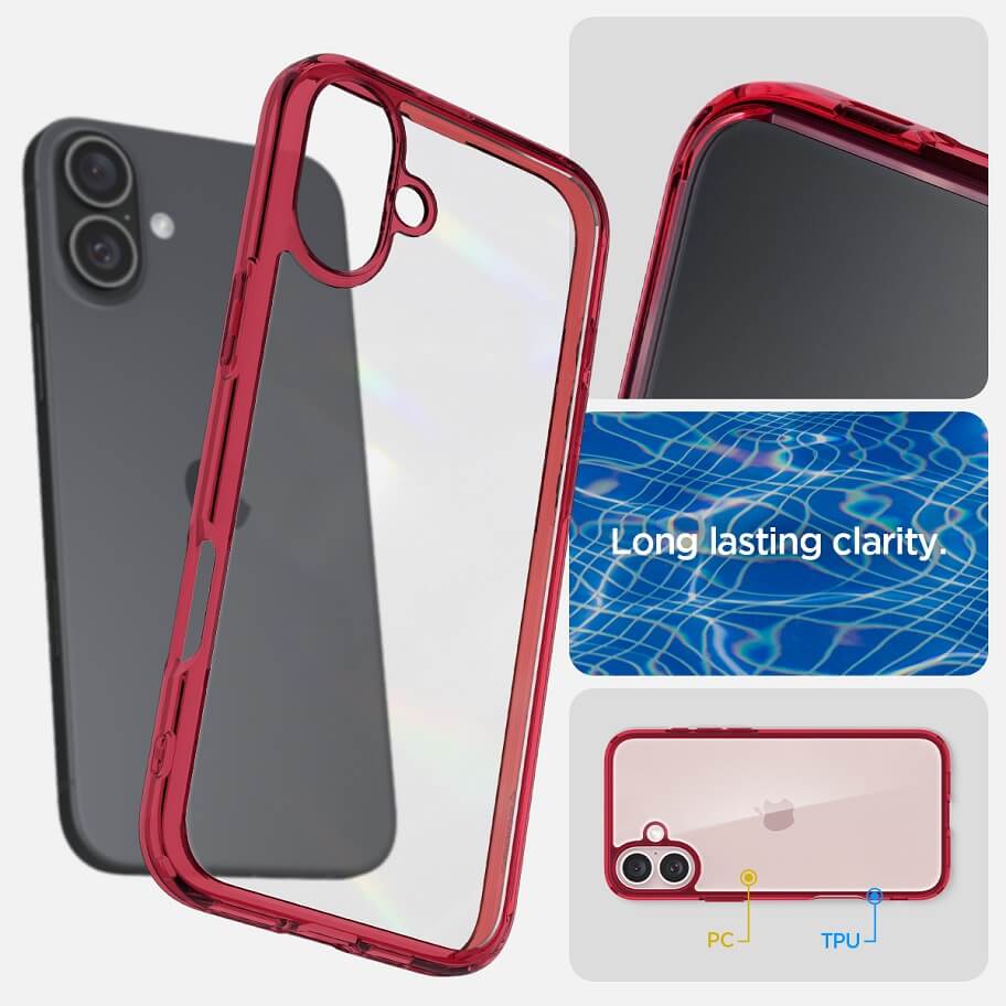 Противоударен Калъф за iPhone 16, Spigen Ultra Hybrid Case, Червен (8)