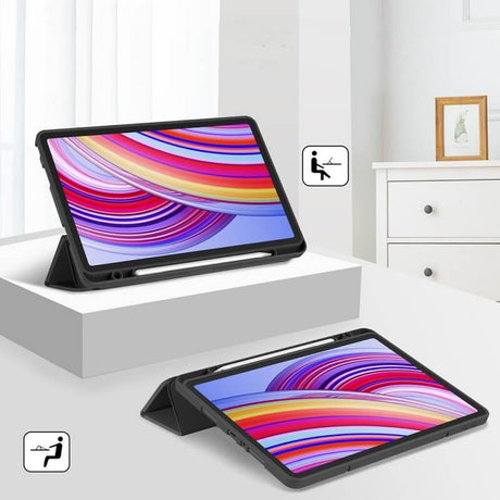 Защитен Калъф за Xiaomi Redmi Pad 1/2 Pro 12.1, Tech-Protect Trifold Slim Pen Case, Черен (6)