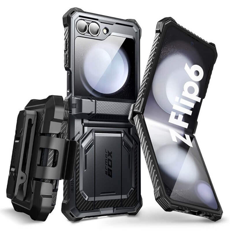 Противоударен Калъф за Samsung Z Flip 7 FE/Z Flip 6, Supcase Iblsn ArmorBox, Черен