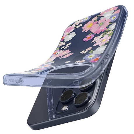 Противоударен Силиконов Калъф за iPhone 15 Pro, Spigen Liquid Crystal Blossom Case, Цветен (5)