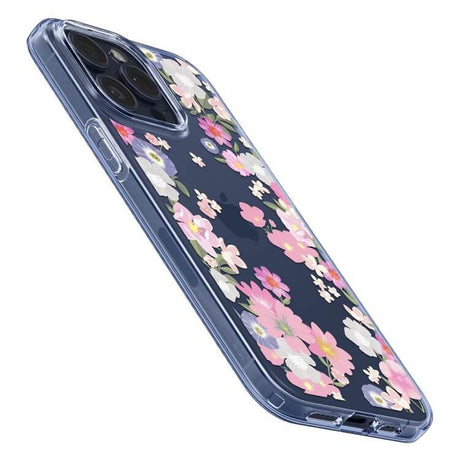 Противоударен Силиконов Калъф за iPhone 15 Pro, Spigen Liquid Crystal Blossom Case, Цветен (6)