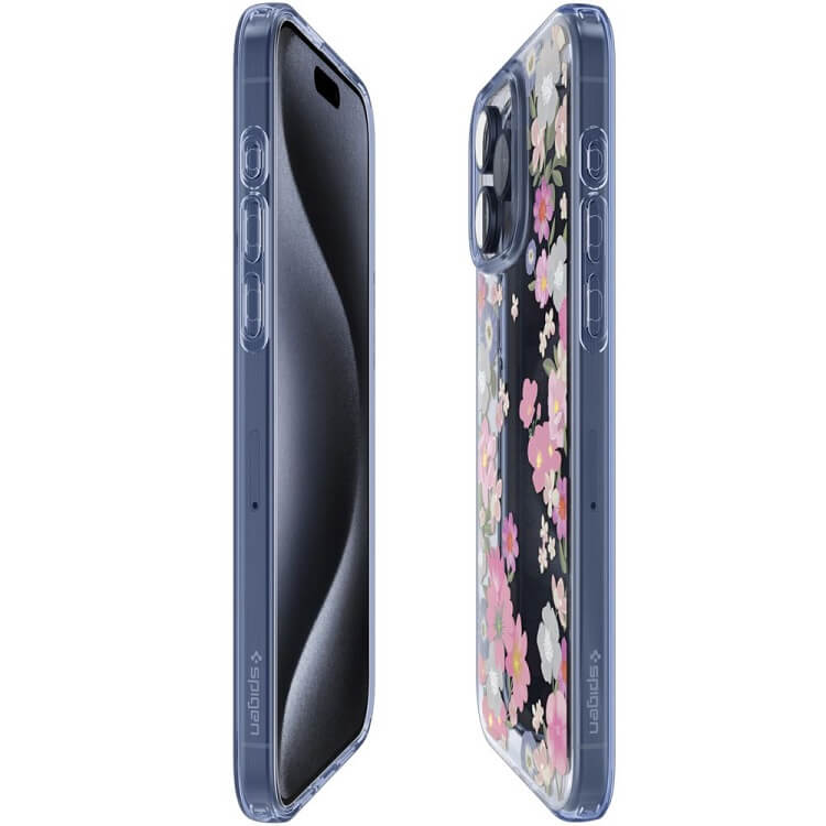 Противоударен Силиконов Калъф за iPhone 15 Pro, Spigen Liquid Crystal Blossom Case, Цветен (3)