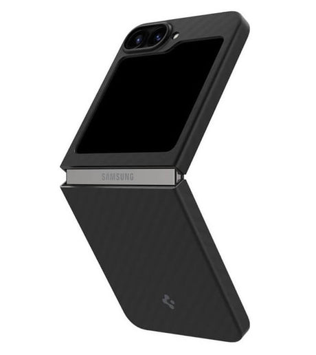 Тънък Карбонов Калъф за Samsung Z Flip 7 FE/Z Flip 6, Spigen AirSkin Aramid Case, Черен