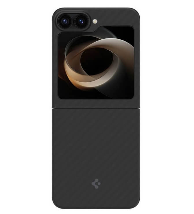 Тънък Карбонов Калъф за Samsung Z Flip 7 FE/Z Flip 6, Spigen AirSkin Aramid Case, Черен (2)