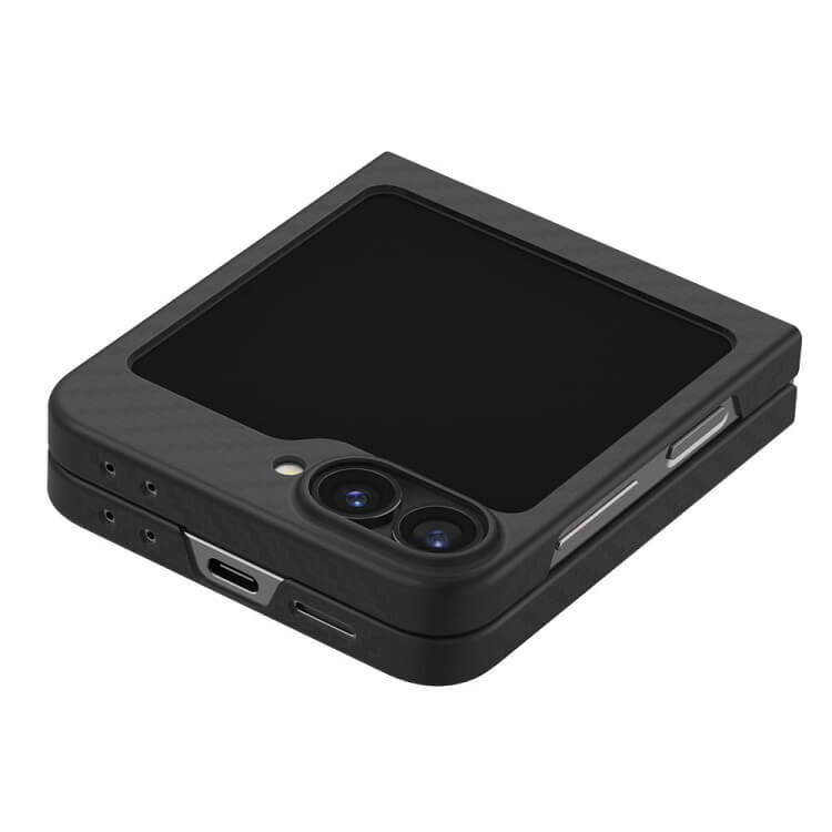 Тънък Карбонов Калъф за Samsung Z Flip 7 FE/Z Flip 6, Spigen AirSkin Aramid Case, Черен (5)