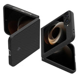 Тънък Карбонов Калъф за Samsung Z Flip 7 FE/Z Flip 6, Spigen AirSkin Aramid Case, Черен (3)
