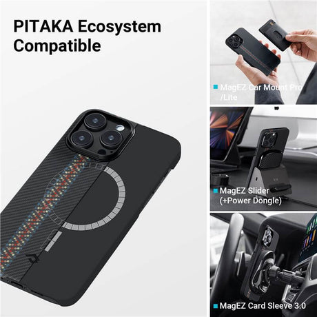 Magsafe Калъф за iPhone 14 Pro, Pitaka Fusion Weaving MagEZ 3 Rhapsody Case, Черен (3)